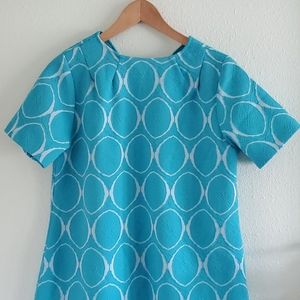 Vintage aqua and white shift dress